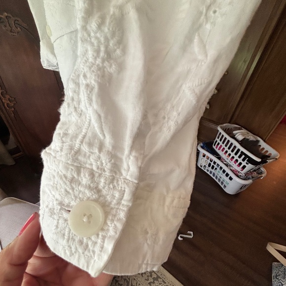NWT. J. Jill White Eyelet Embroidered Cinch Waist Jacket Linen Blend L - Picture 11 of 11